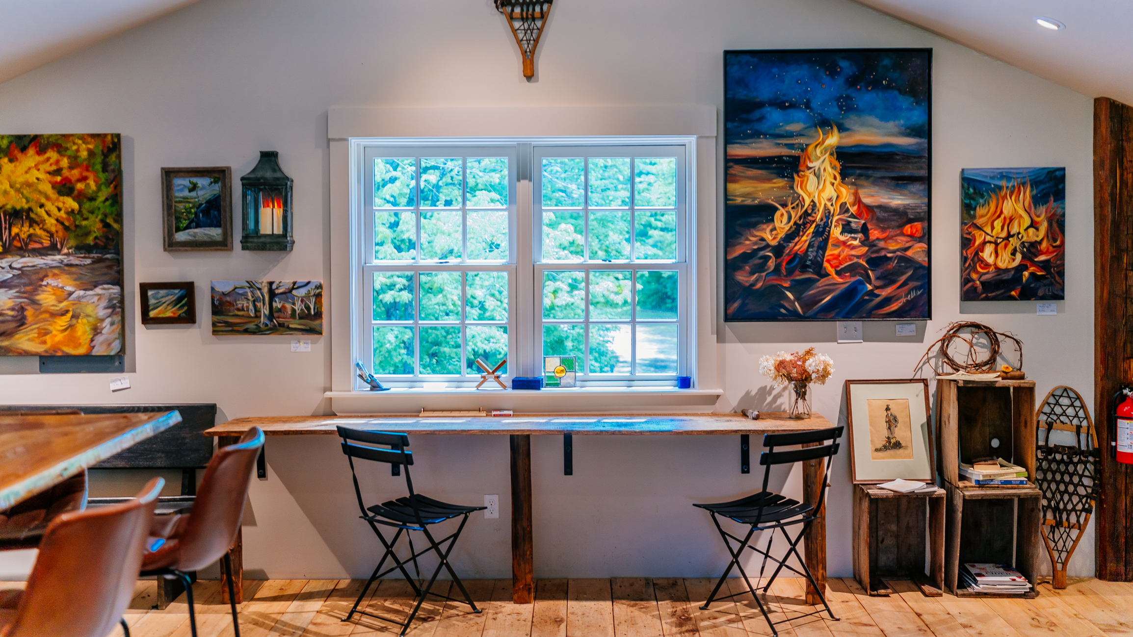 Handcrafted Live Edge Desk and Scenic Window Bay